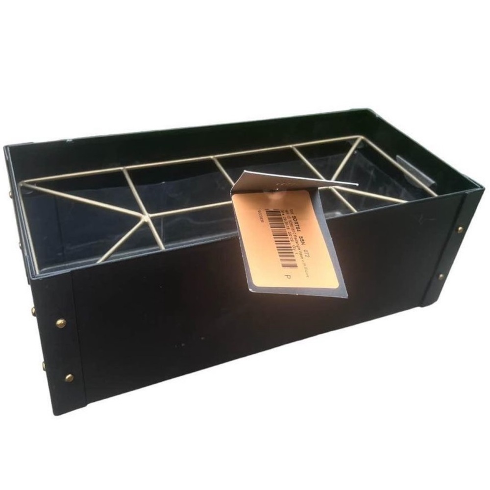 HEARTH & HAND With Magnolia Rectangular Metal Vase Black & Gold BRAND NEW